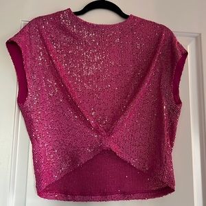 Sequin crop knot blouse